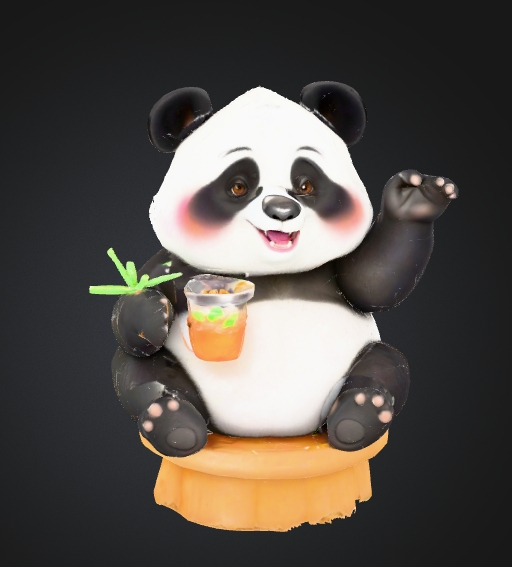 cute panda drinking boba