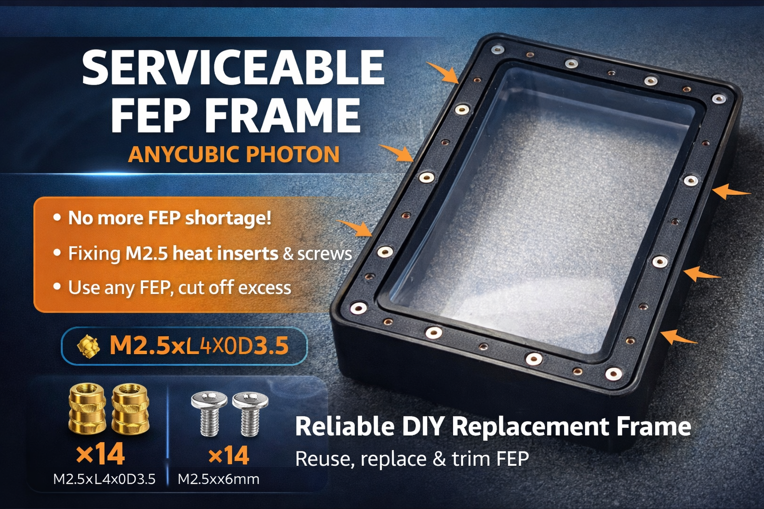 Serviceable FEP Frame – Anycubic Photon Mono 3D model