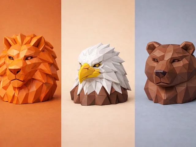 Low-Poly Animal Head Sculpture Collection