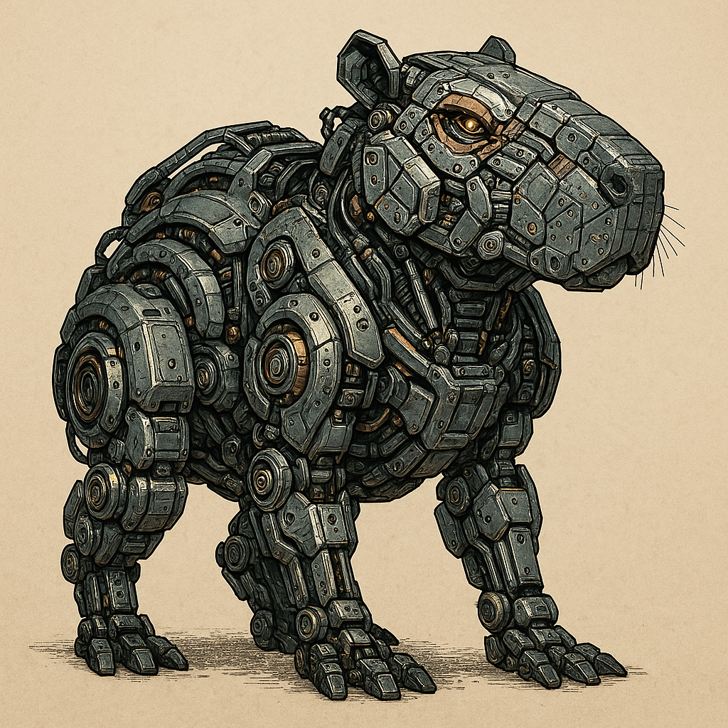 chiguire capibara robotico cyberpunk