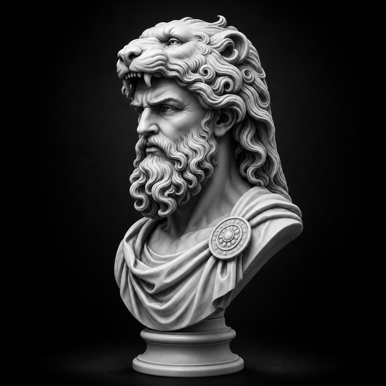 Hercules Lion Crown Bust STL | Greek Mythology Sculpture | Heracles Warrior Bust | 3D Print Statue File