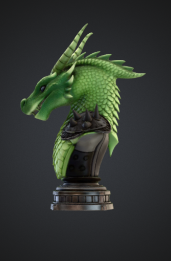 Green Dragon Bust – Detailed Fantasy Dragon Head Statue