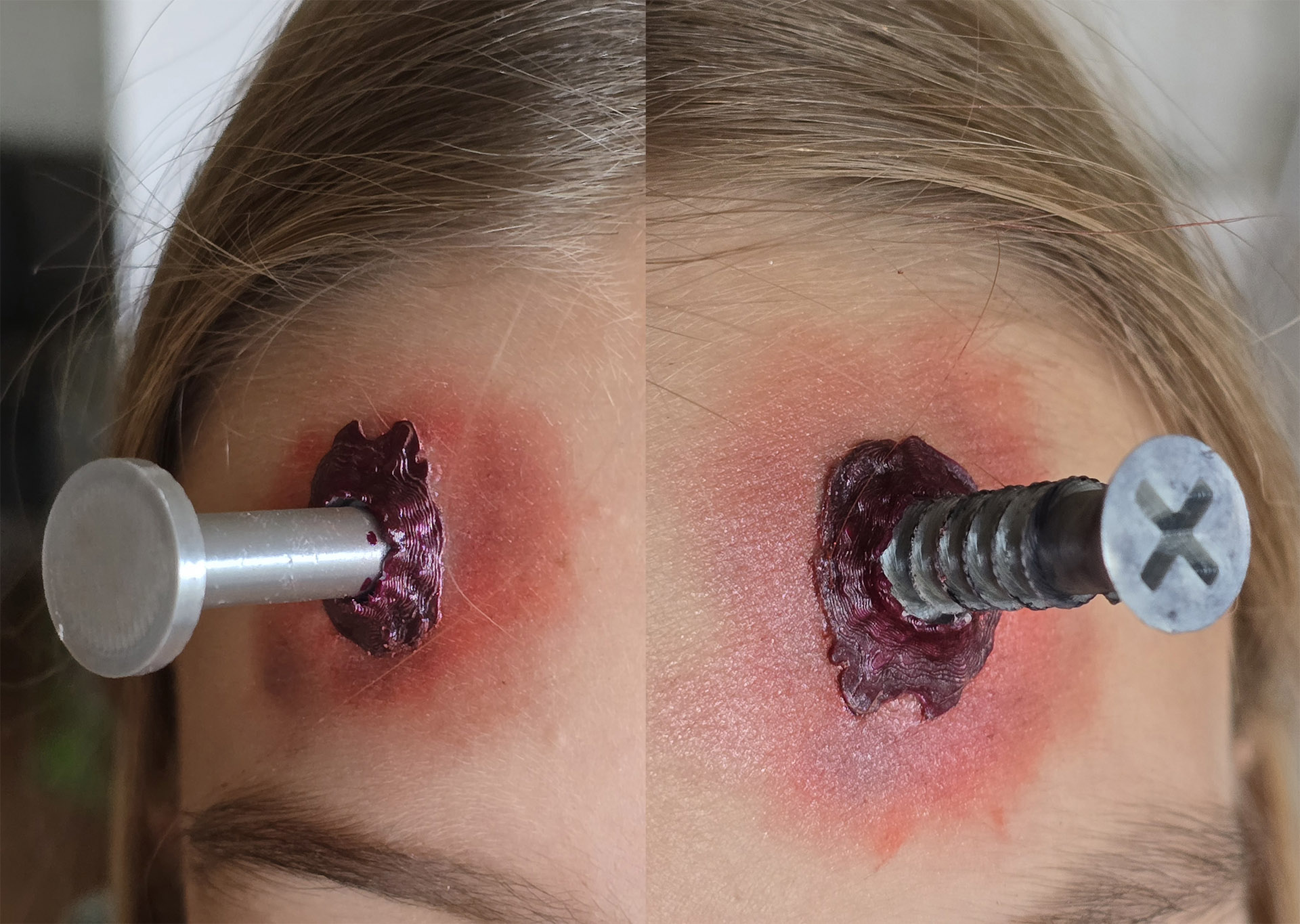 Screw / Nail through head Halloween - Zombie prop