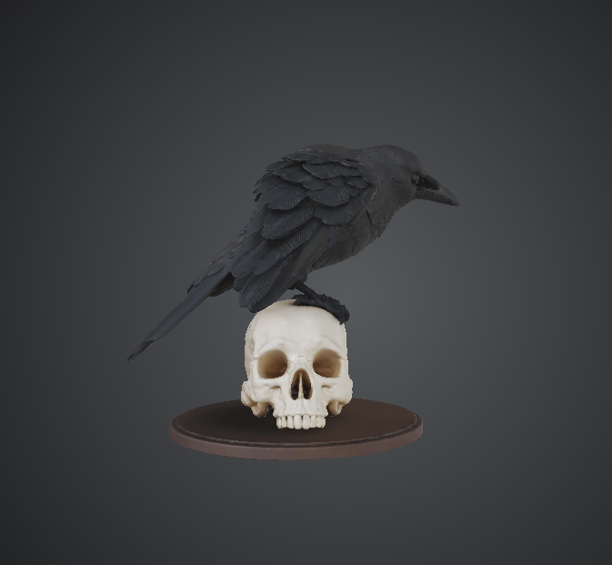 Raven on Skull Statue – Gothic Dark Decor Sculpture