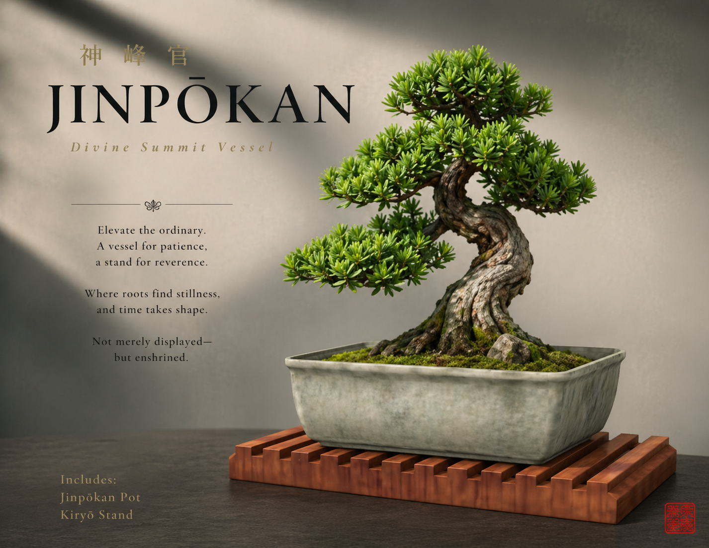 Jinpōkan Bonsai Pot & Kiryo Stand