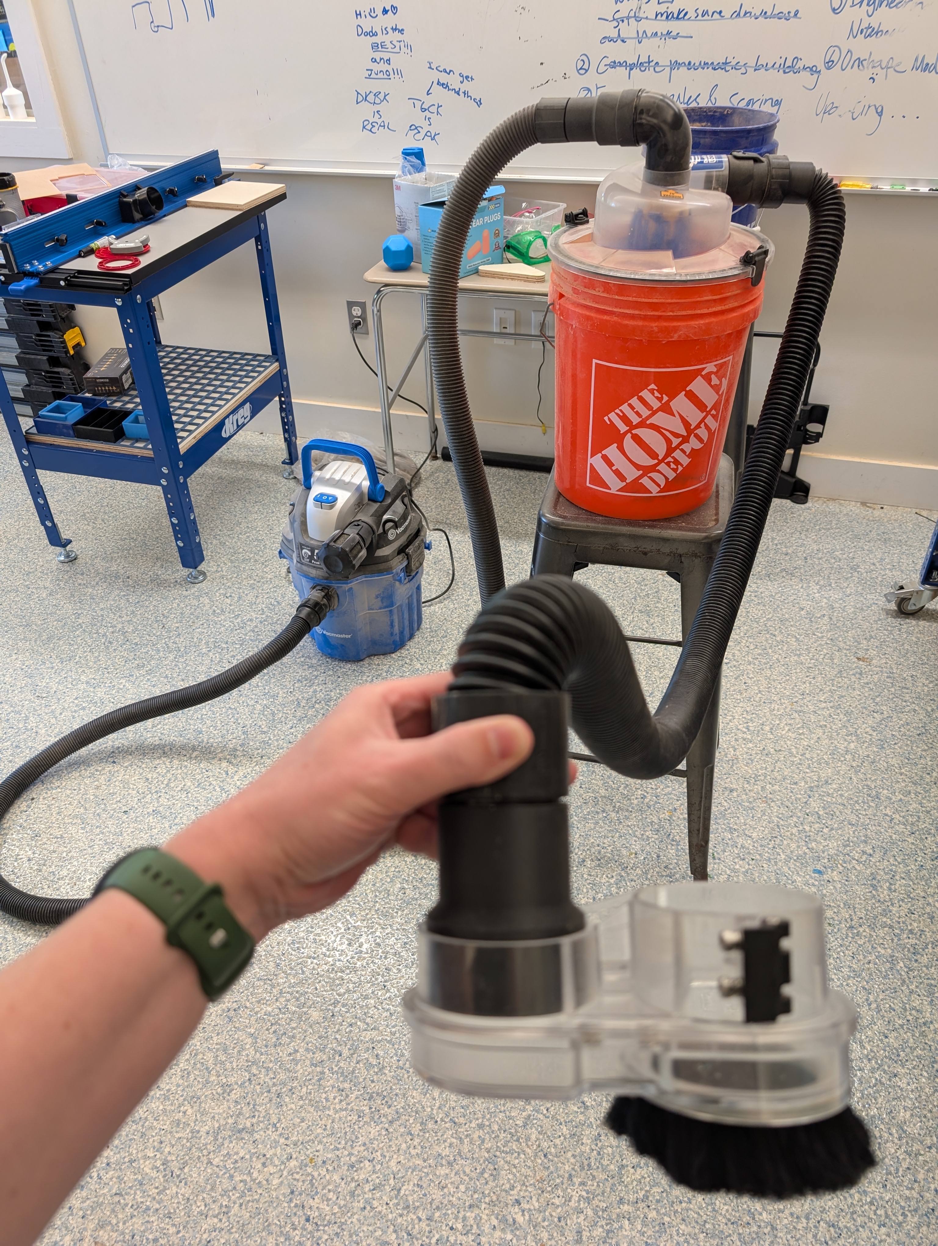 Dust Collection System with Vacmaster VWM510, Sweepy 2.0, and Dust Deputy Low-Pro Plus Cyclone Dust Separator
