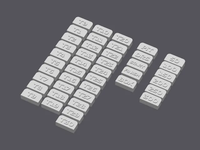 Slotcar Track Corner Numbers, Brake Signs and others