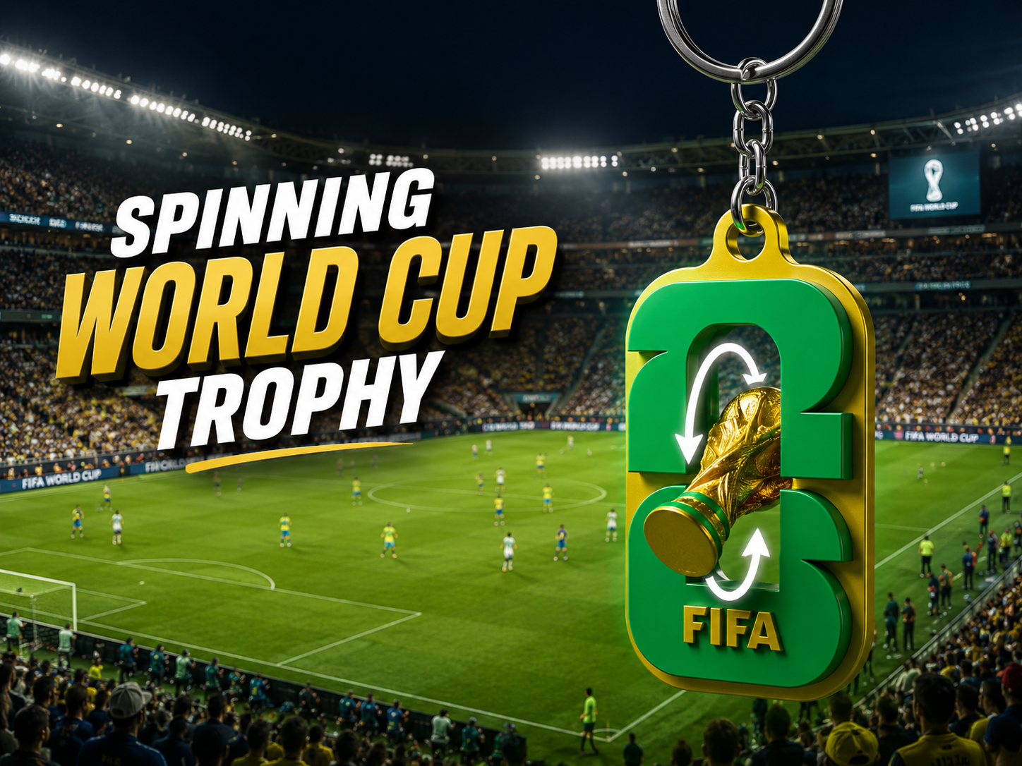 Spinning World Cup Trophy Keychain