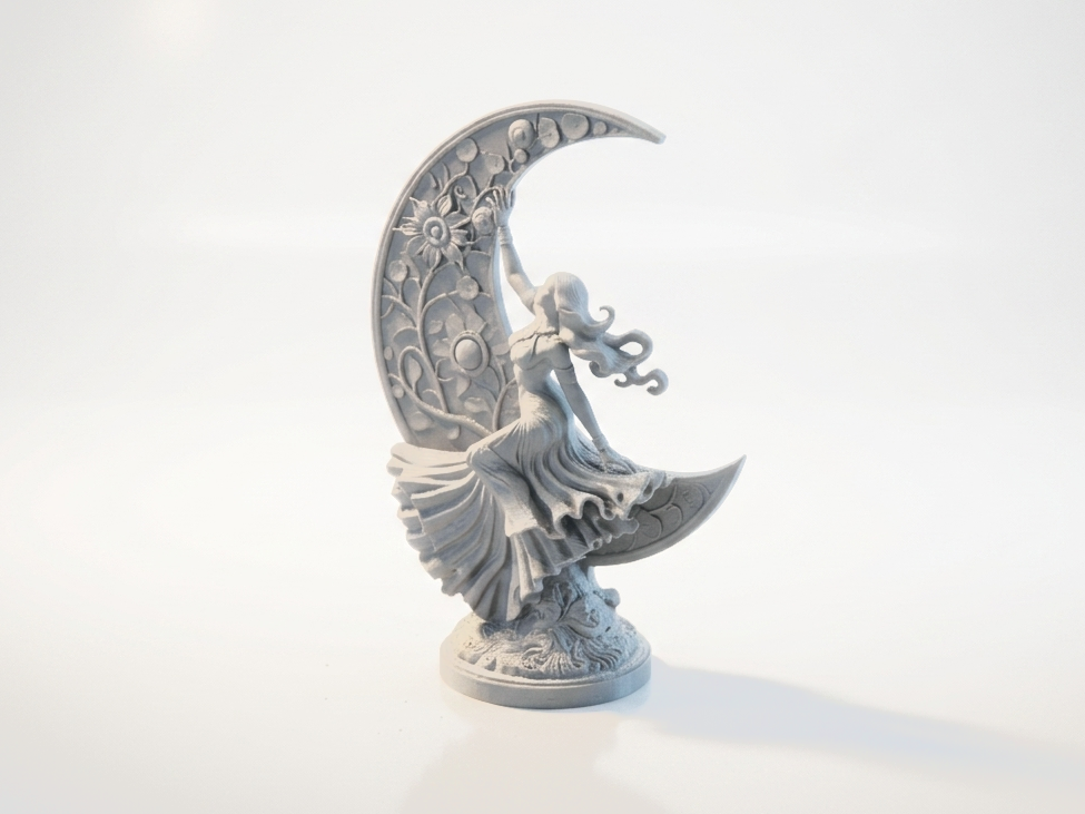 Crescent Lady Moon Goddess Figurine 3D Printable