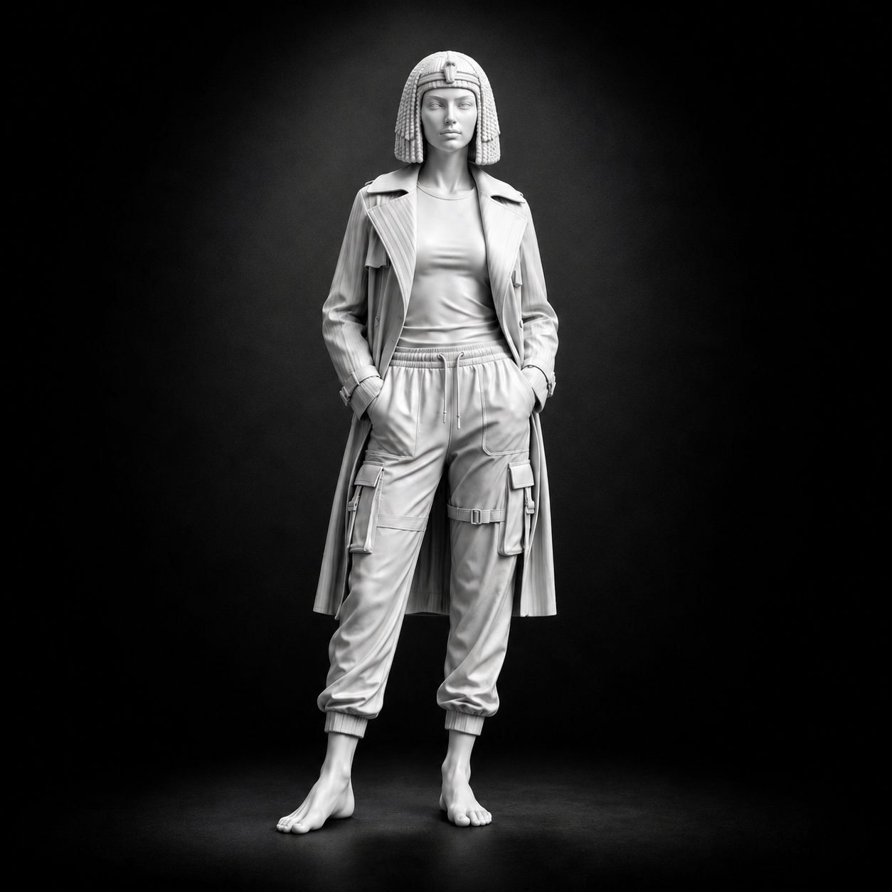 Urban Cleopatra Statue STL – Modern Egyptian Queen Fashion Figure | Unique 3D Print Sculpture