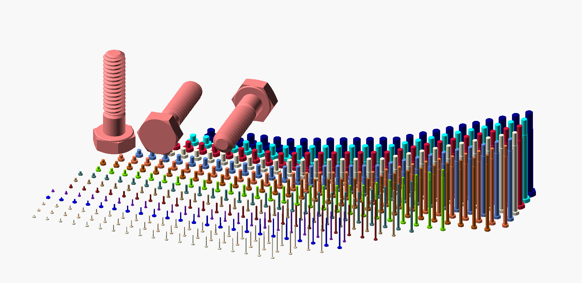 Hundreds of UNC Hex Bolt Screws with Precise Threads #0 up to 2"
