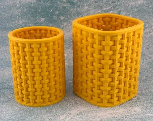 Smooth Woven Cylindrical and Squircle Shape Pen Pencil Holder Set - Intricate home and office decor