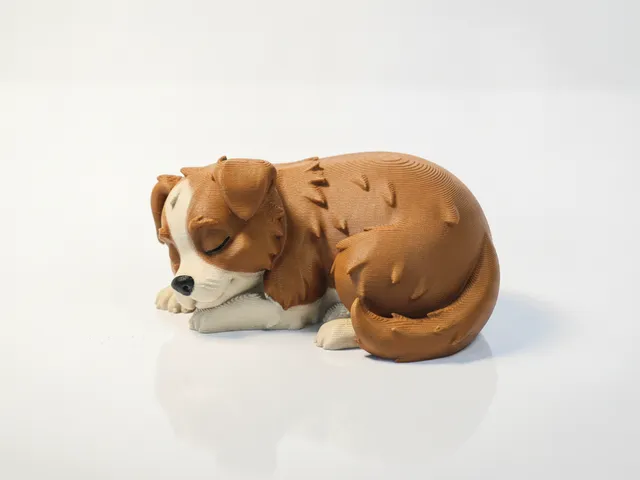 Sleeping Dog Figurine Animal Sculpture 3D Printable