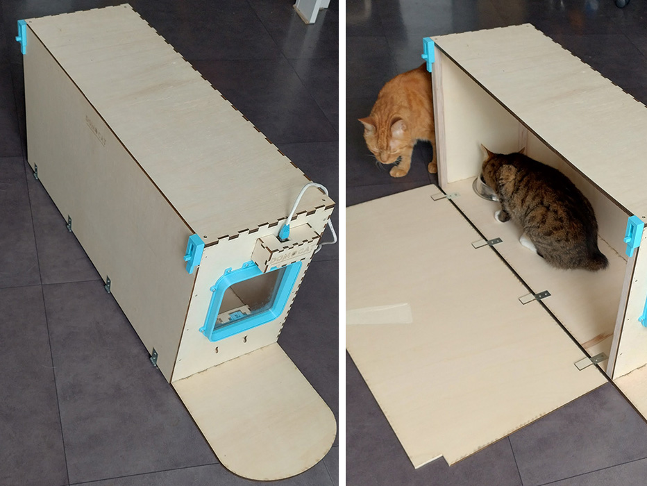 Smart feeding enclosure for cats with rfid micro-chip detection