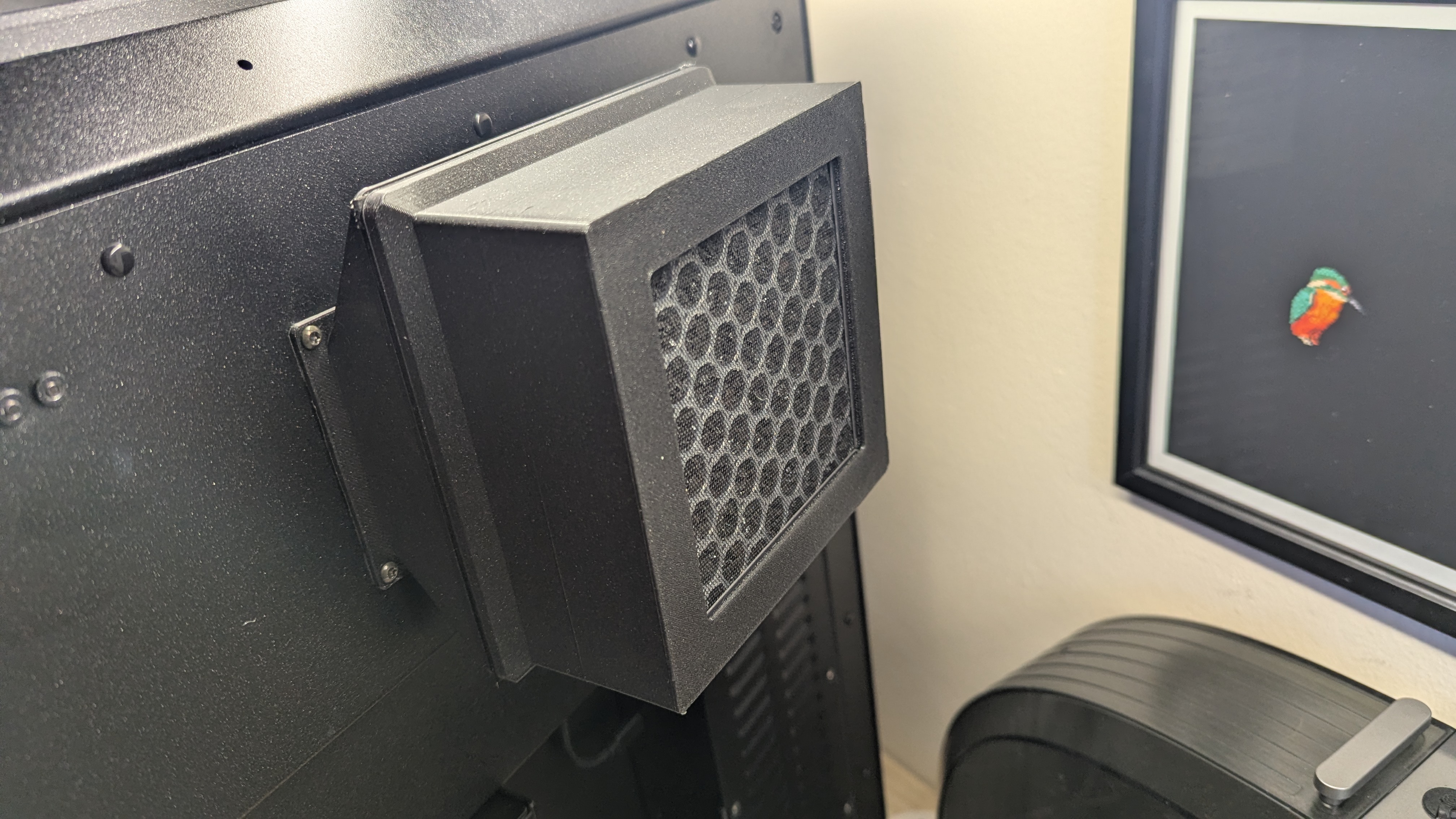 Prusa Core One filtered exhaust vent filter box