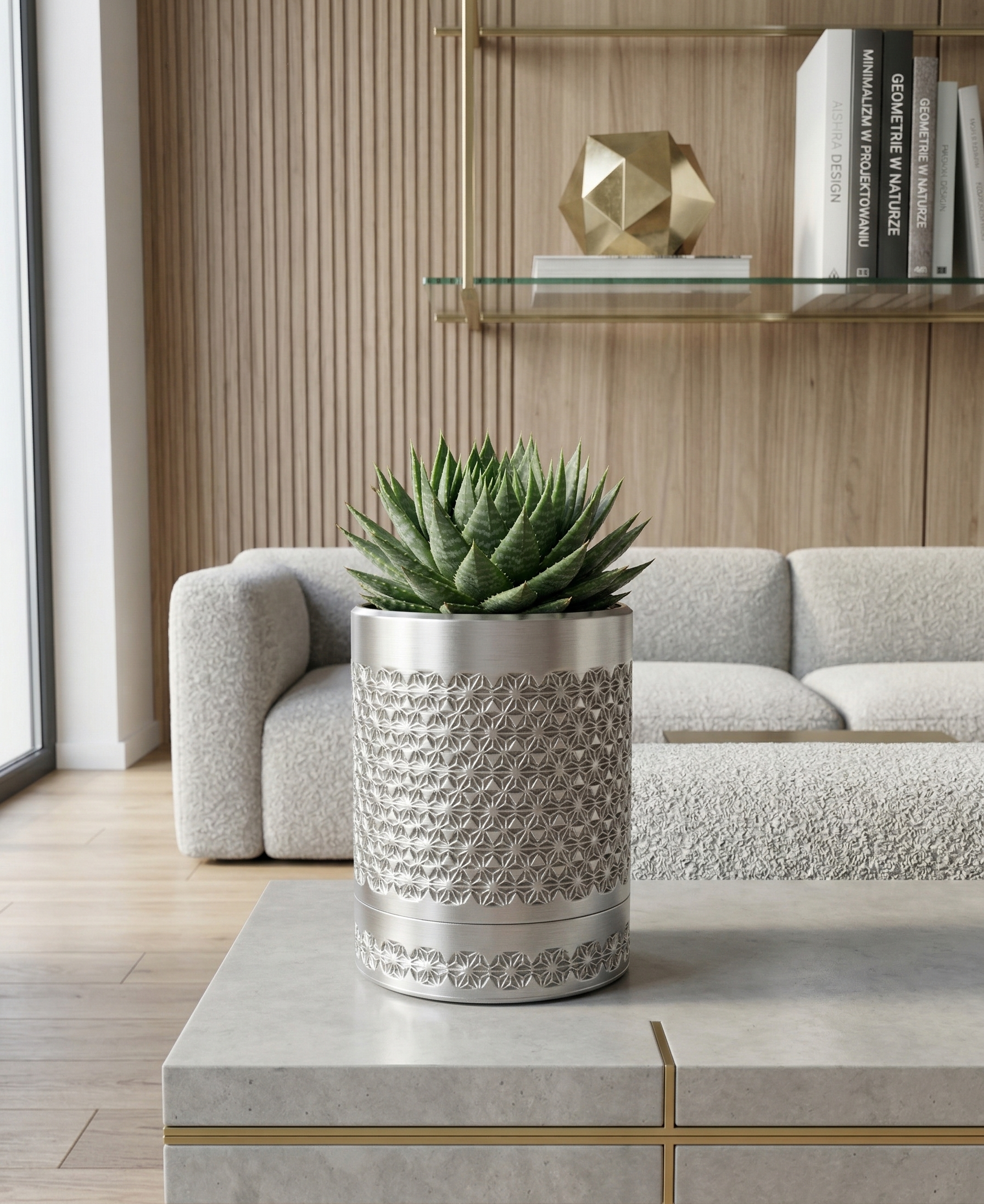 Modern Geometric Planter & Tray 3D model