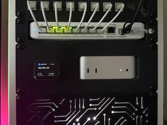 M4 Mac Mini + JetKVM 10" Mini Rack Mount - 2U