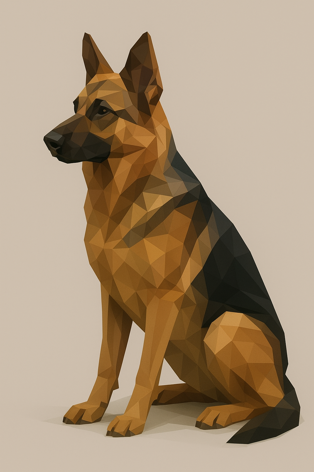 German Shepherd Low Poly statue