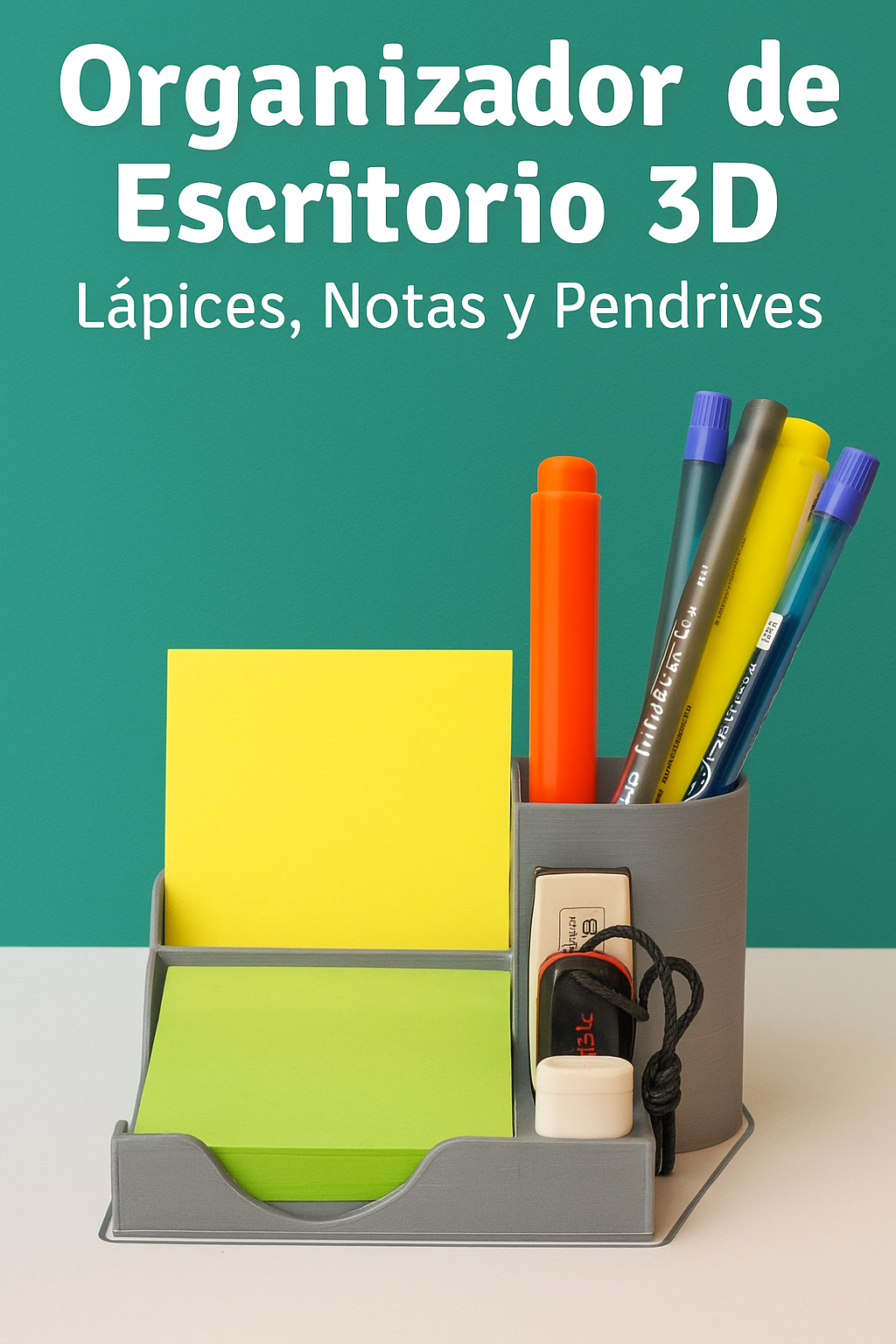 3D Desk Organizer – Pens, Notes & USB Drives