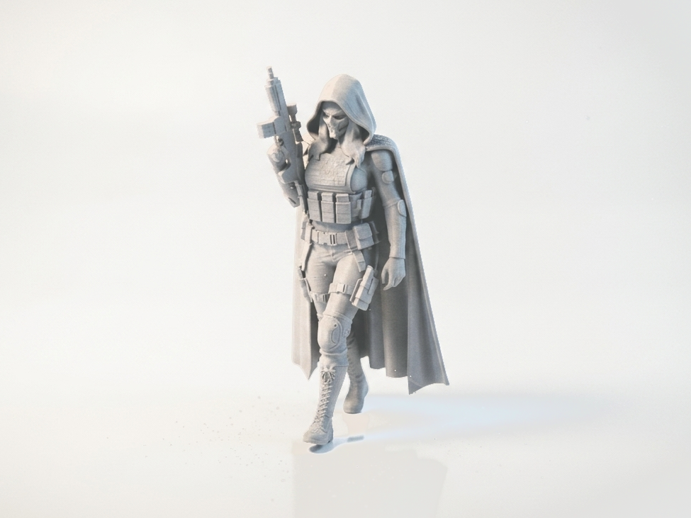 Mercenary Lady Tactical Figurine 3D Printable