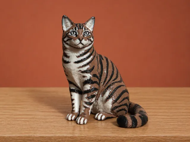 Realistic Tabby Cat Figurine