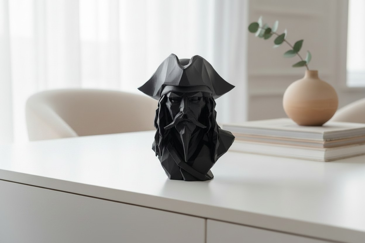 Low Poly Caribbean Pirate Bust