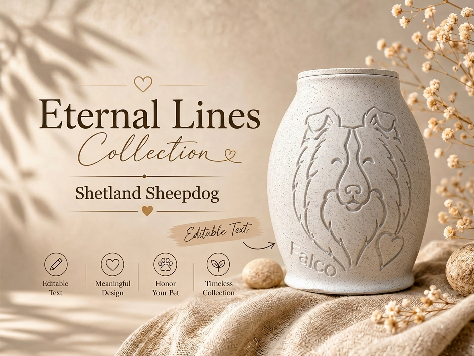 Eternal Lines Urn – Shetland Sheepdog