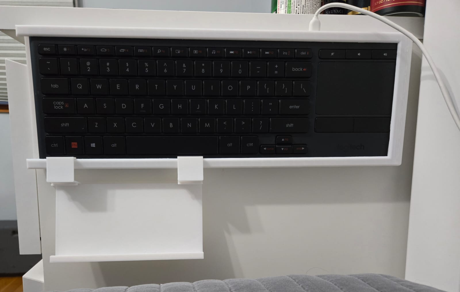 Logitech K830 Keyboard Wall Mount + Phone Add On With Charger Holes