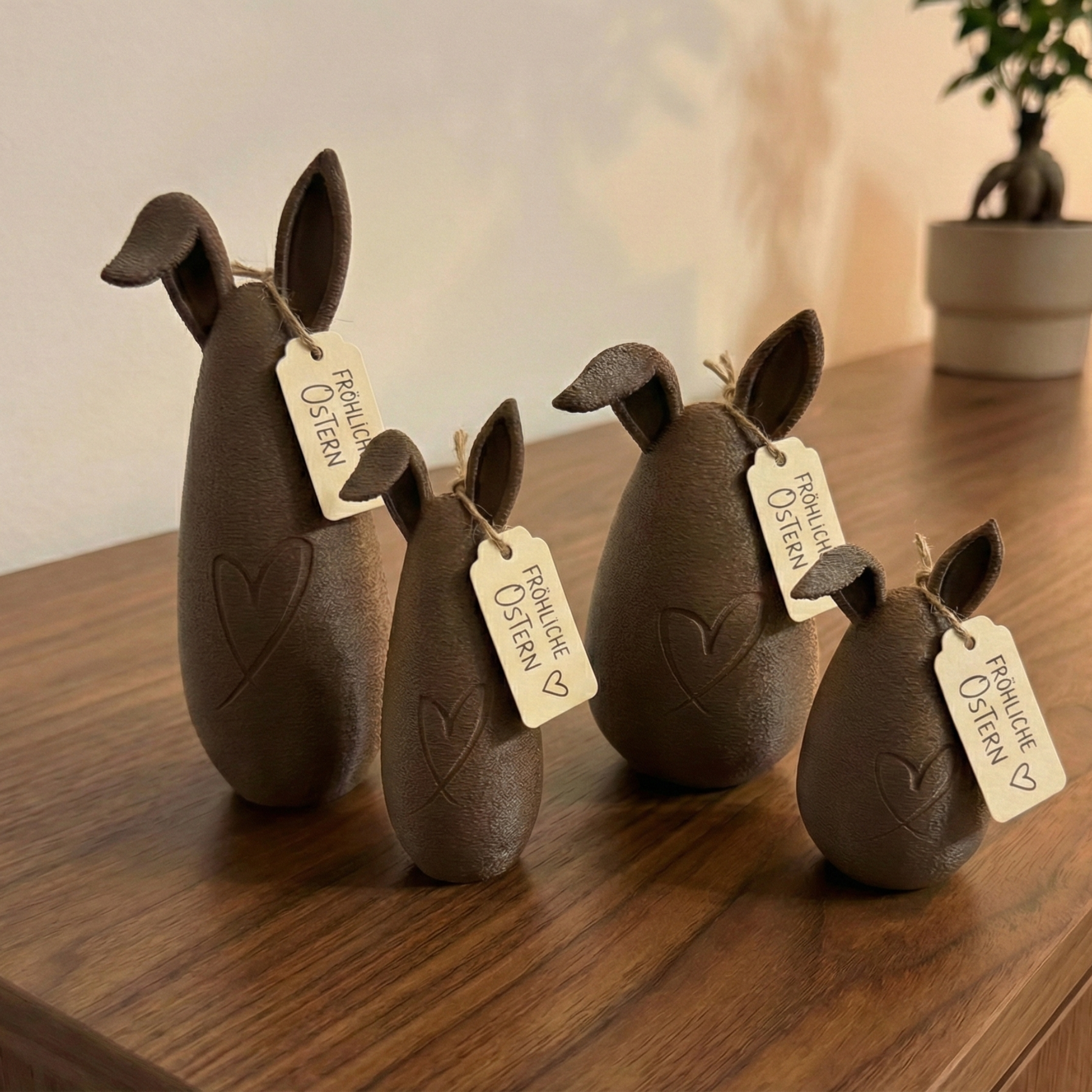 CUTE BUNNIES WITH HEART - FAMILY EDITION / MODERN EASTER DECOR / HOMEDECOR / SPRING DECOR / SHELF — miniatura 2