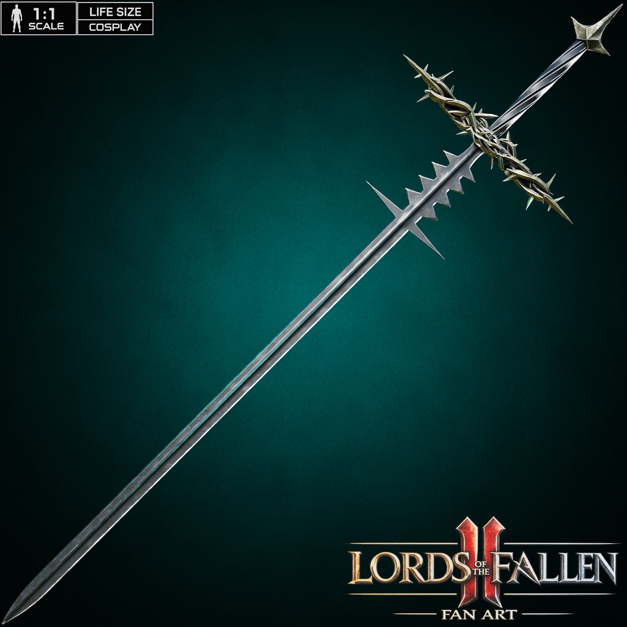 LORDS OF THE FALLEN II 2026 DARK CRUSADER SWORD life size cosplay Fan Art STL