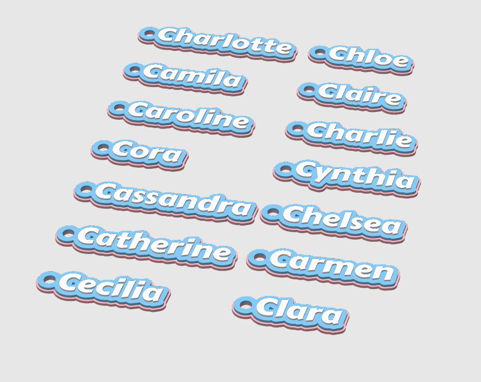 Alphabet Keychain Pack - Popular Girls Names (C)