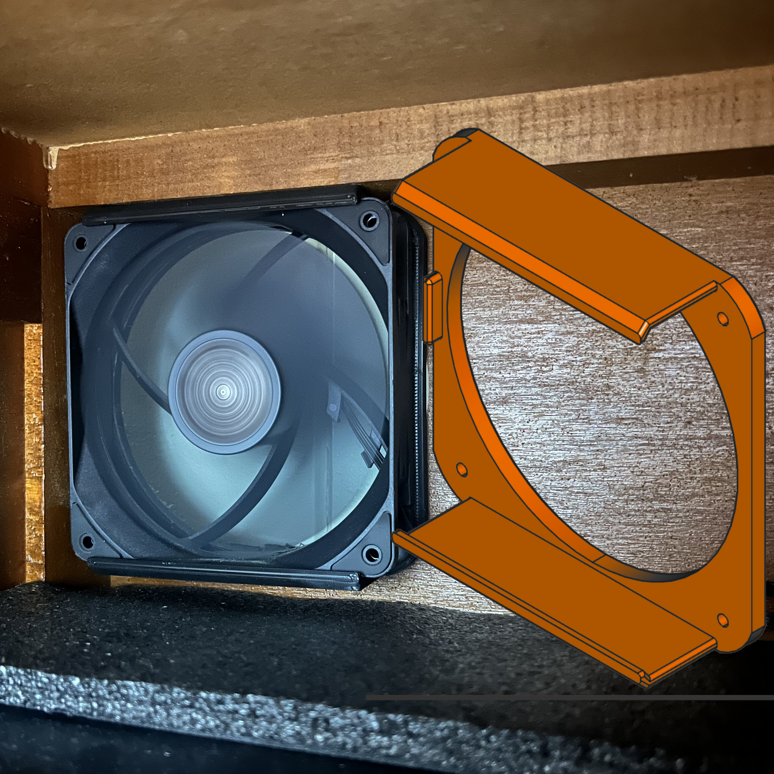 Sliding 120mm pc fan mount for cabinet