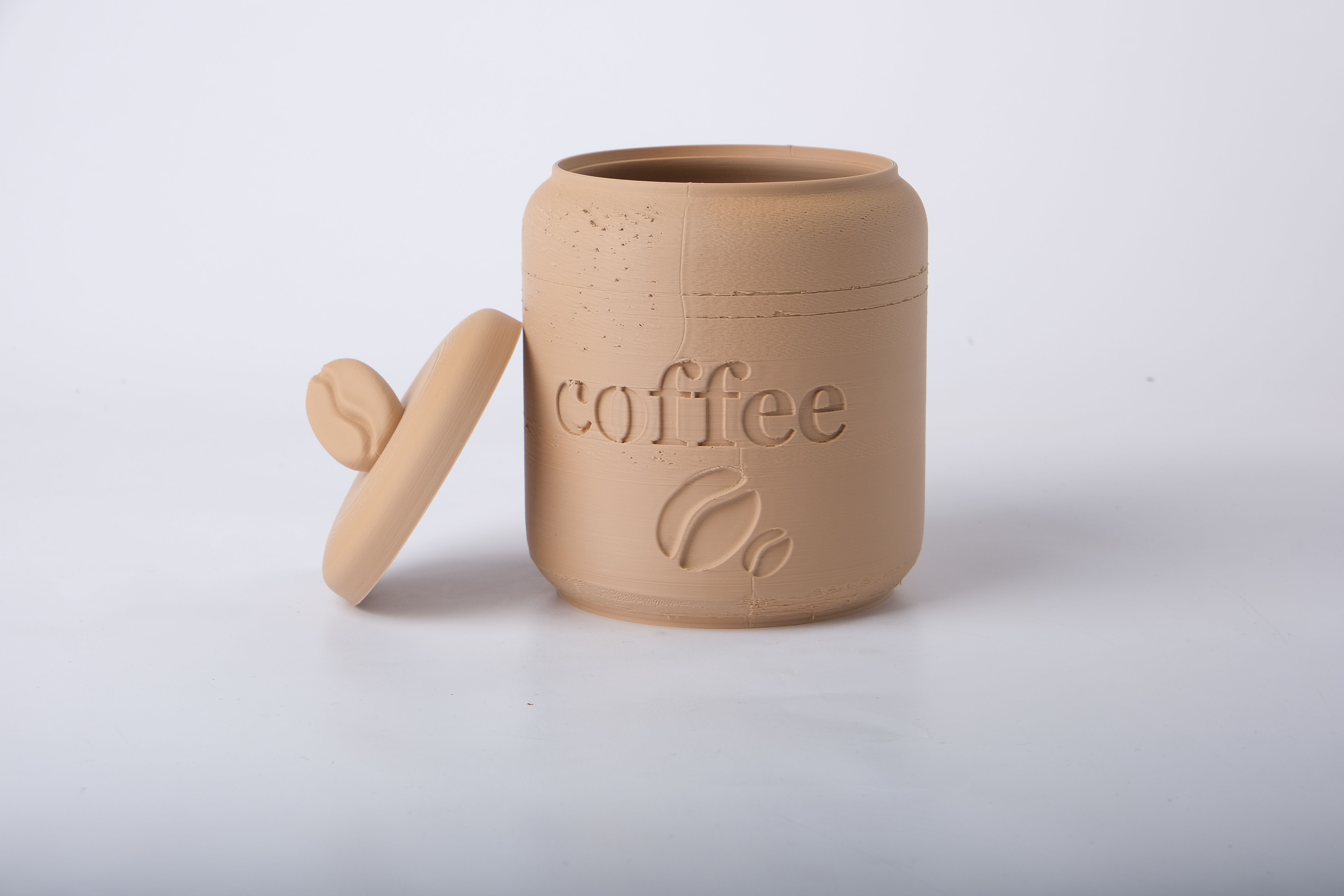 Coffee Storage Jar with Lid and Bean Detail