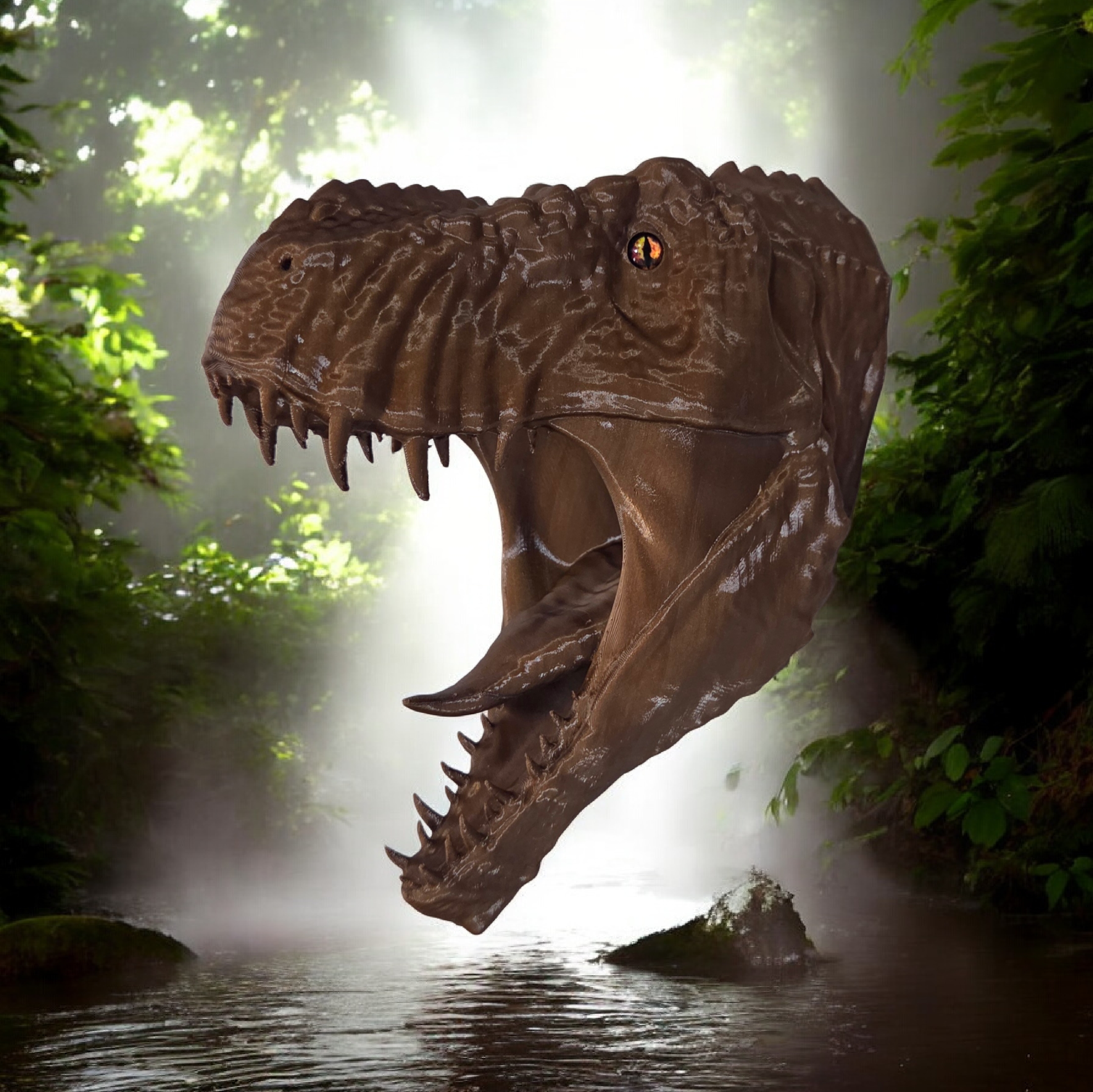 T-Rex Dinosaur Head - glass eye compatible