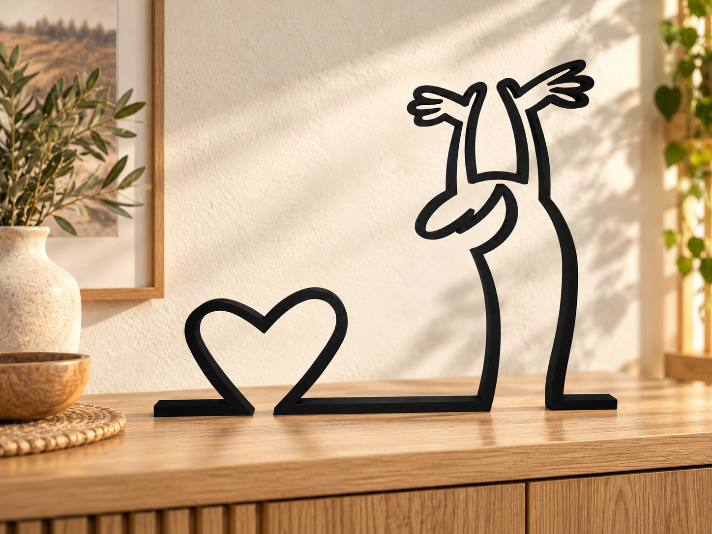 One Line Love Sculpture | Heart and Figure Decor