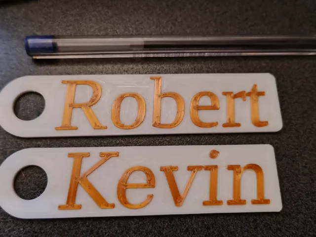 Two colour name tag design file - name is inset one layer so it stays on better