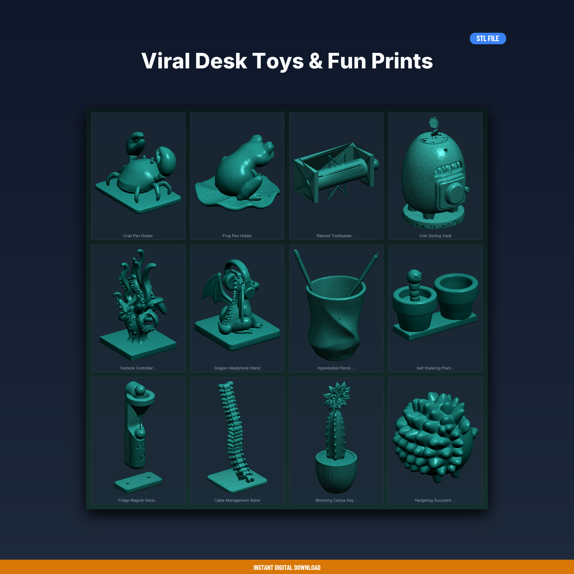 Viral Desk Toys & Fun Prints Collection - 12-Model STL Bundle