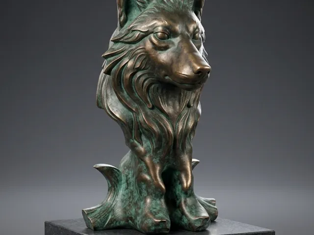 The Guardian Spirit - Stylized Wolf Bust Sculpture