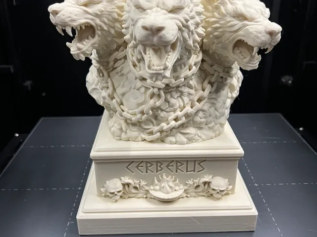 Cerberus Guardian Bust – Three-Headed Mythic Hound Statue STL