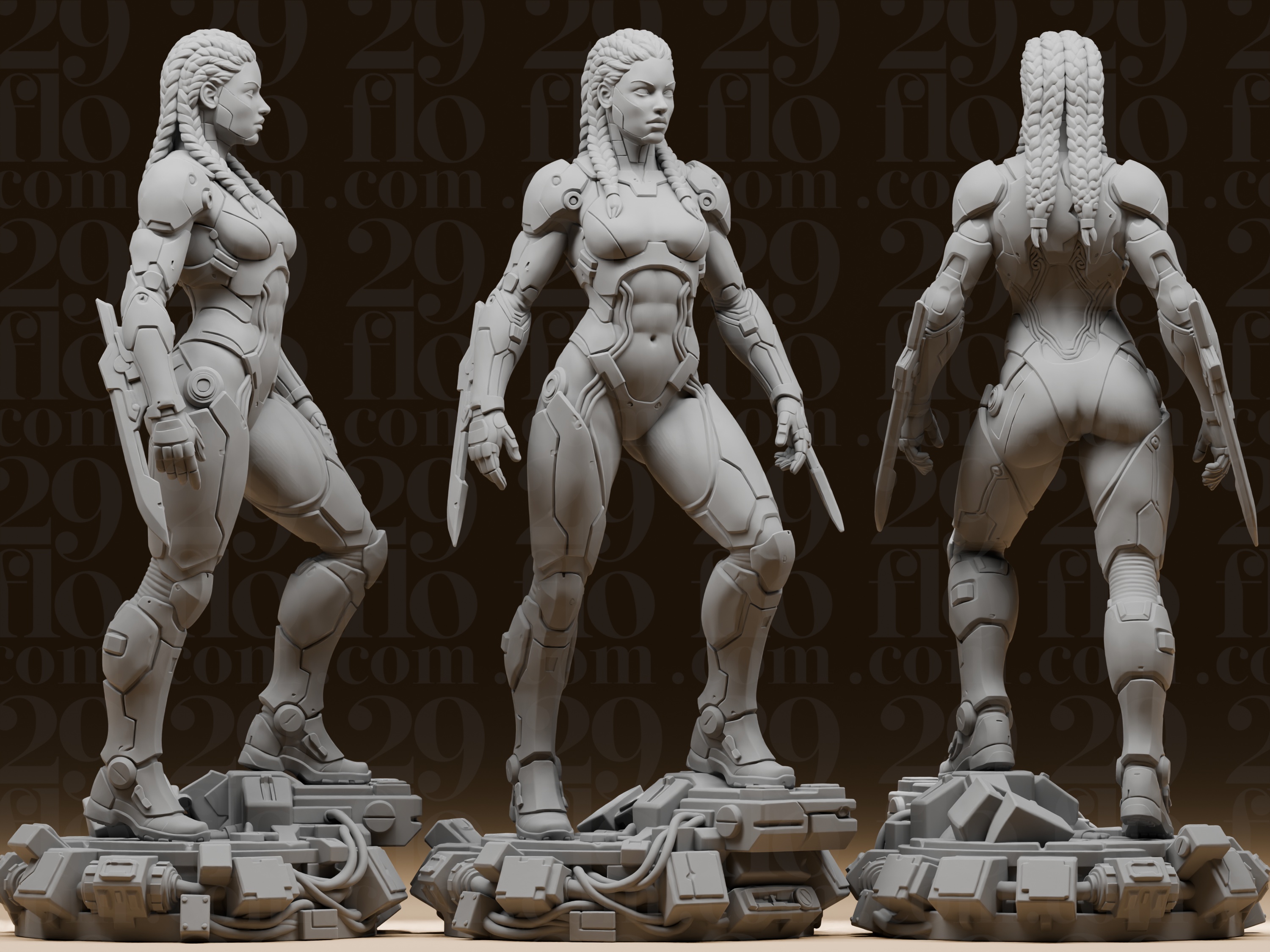 #126 Cyberpunk Dominatrix Assassin Statue with Arm Blades