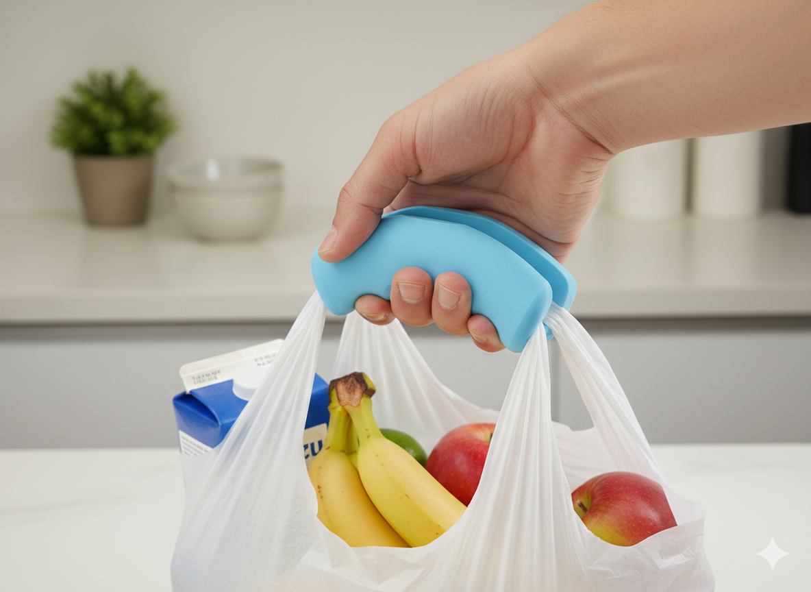 Ergonomic plastic bag handle