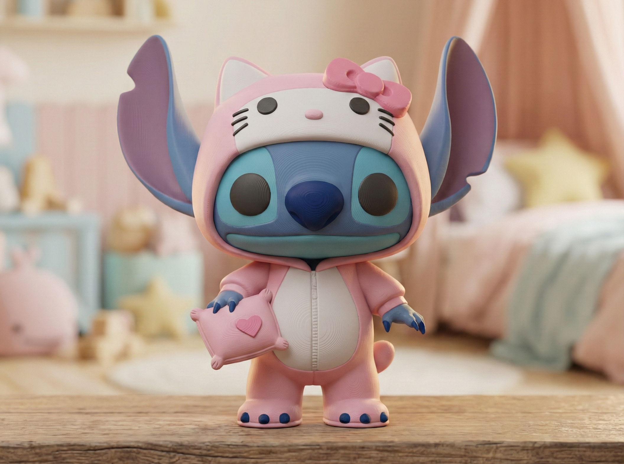 Stitch im Hello-Kitty-Kostüm