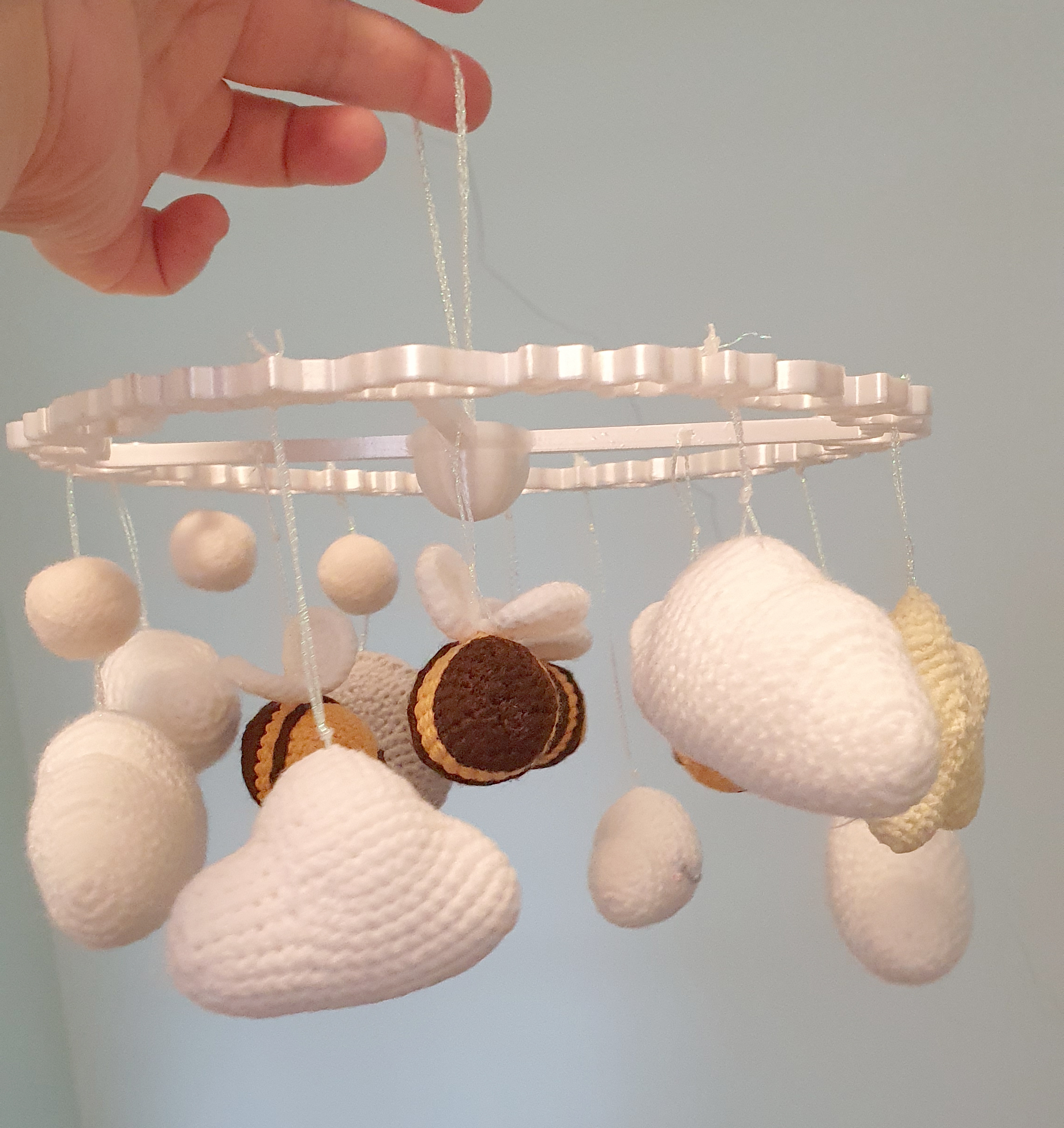 Clouds and stars baby mobile frame