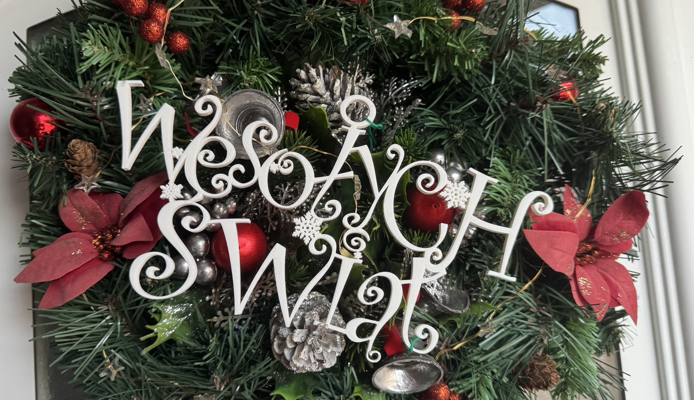 merry christmas sign in polish wesołych świąt with hole to hang