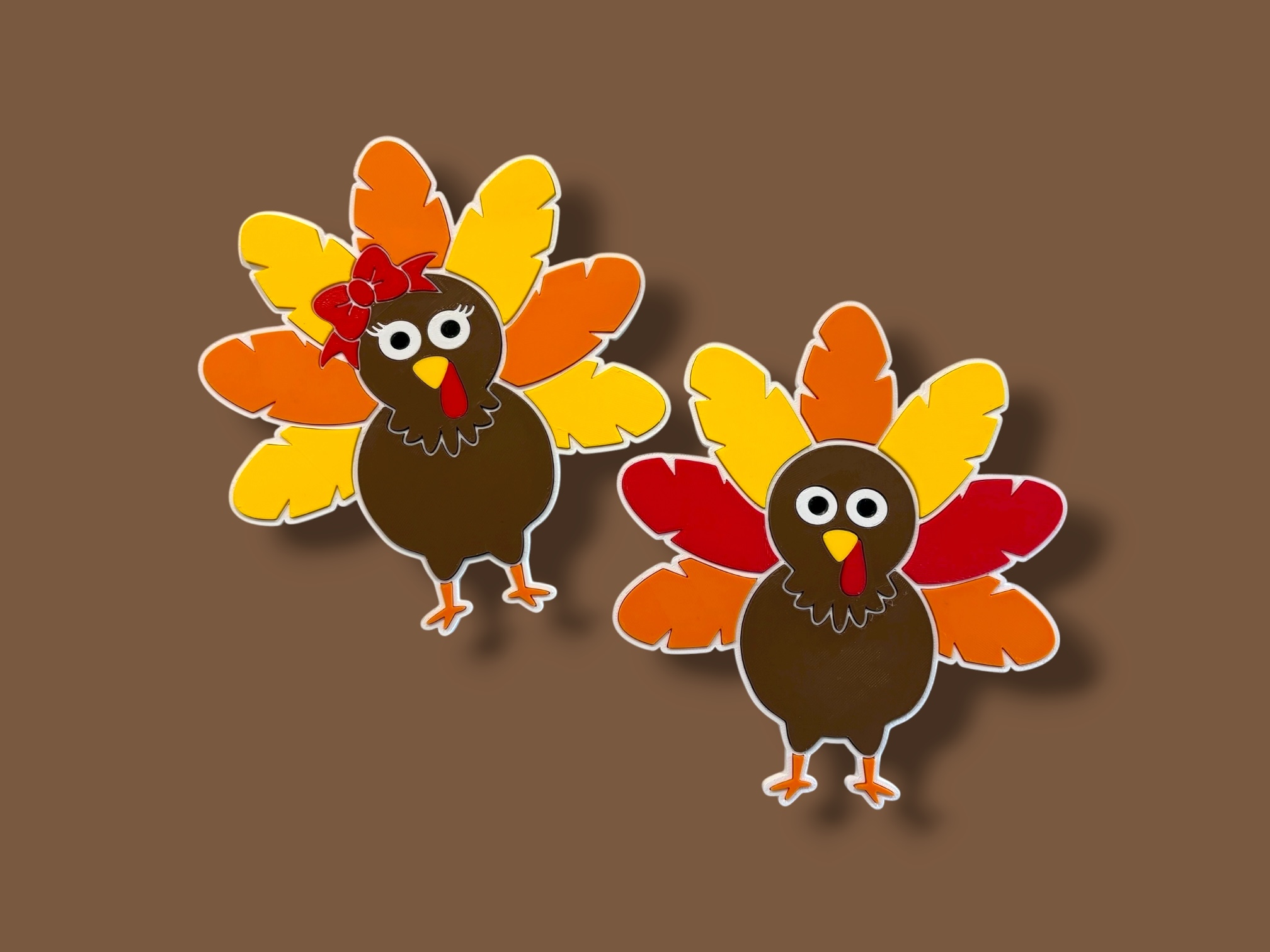 Thanksgiving Turkey 3D Puzzle Board – No AMS Needed, Easy Single-Color Prints