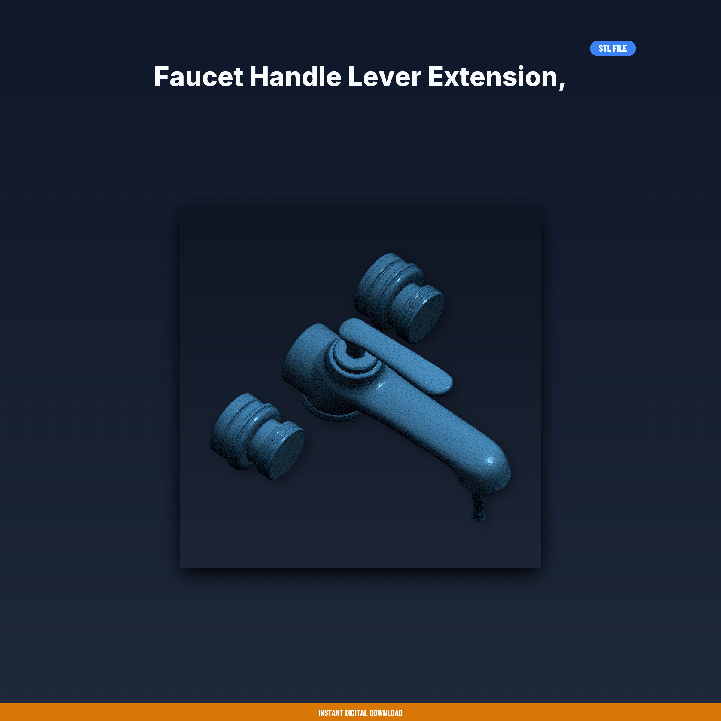 Faucet Handle Lever Extension, Attaches To Round Knobs, Easy Water - 3D Printable STL File