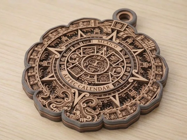 Aztec Calendar Medallion keychain