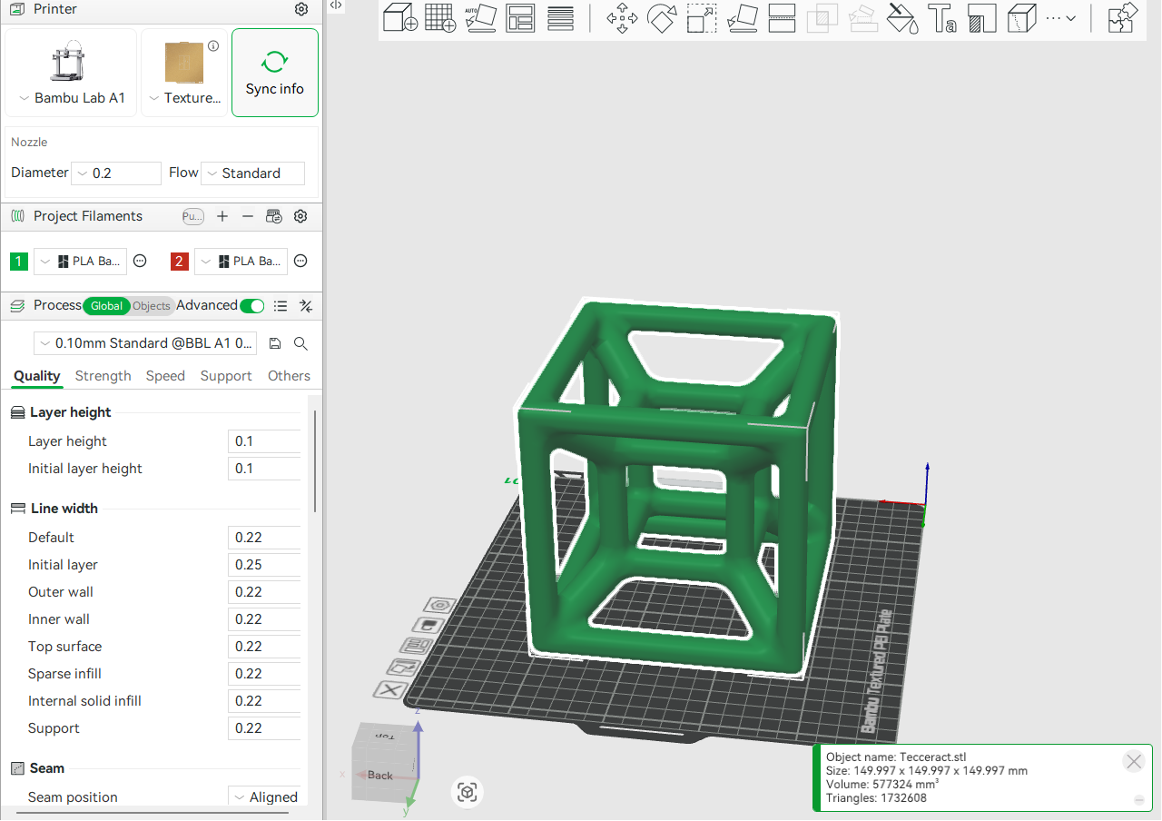 Tesseract — 4D Hypercube | Print-Ready STL & 3MF