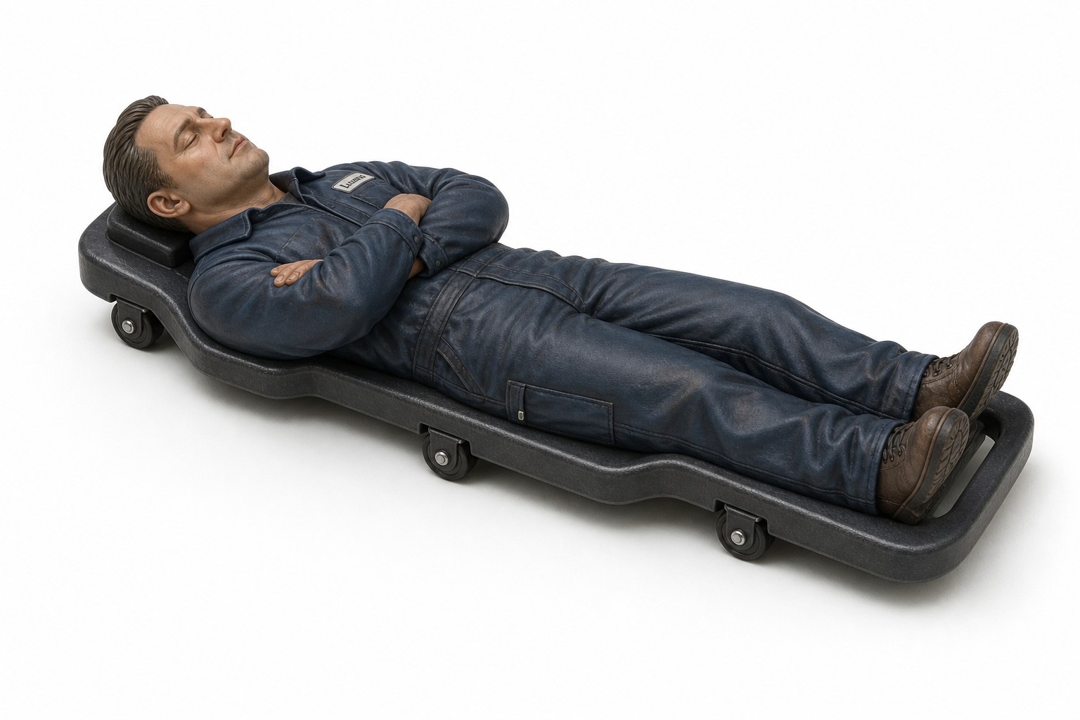 Mechanic lying on rolling creeper