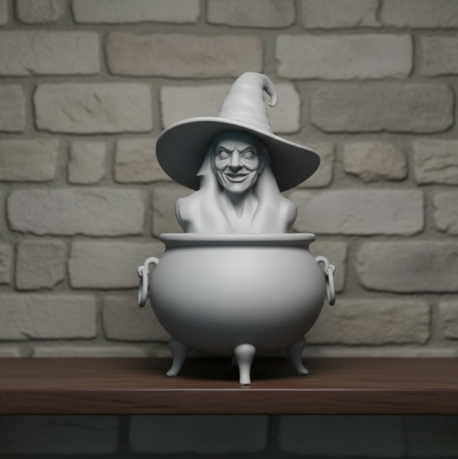 witch thrown into the cauldron